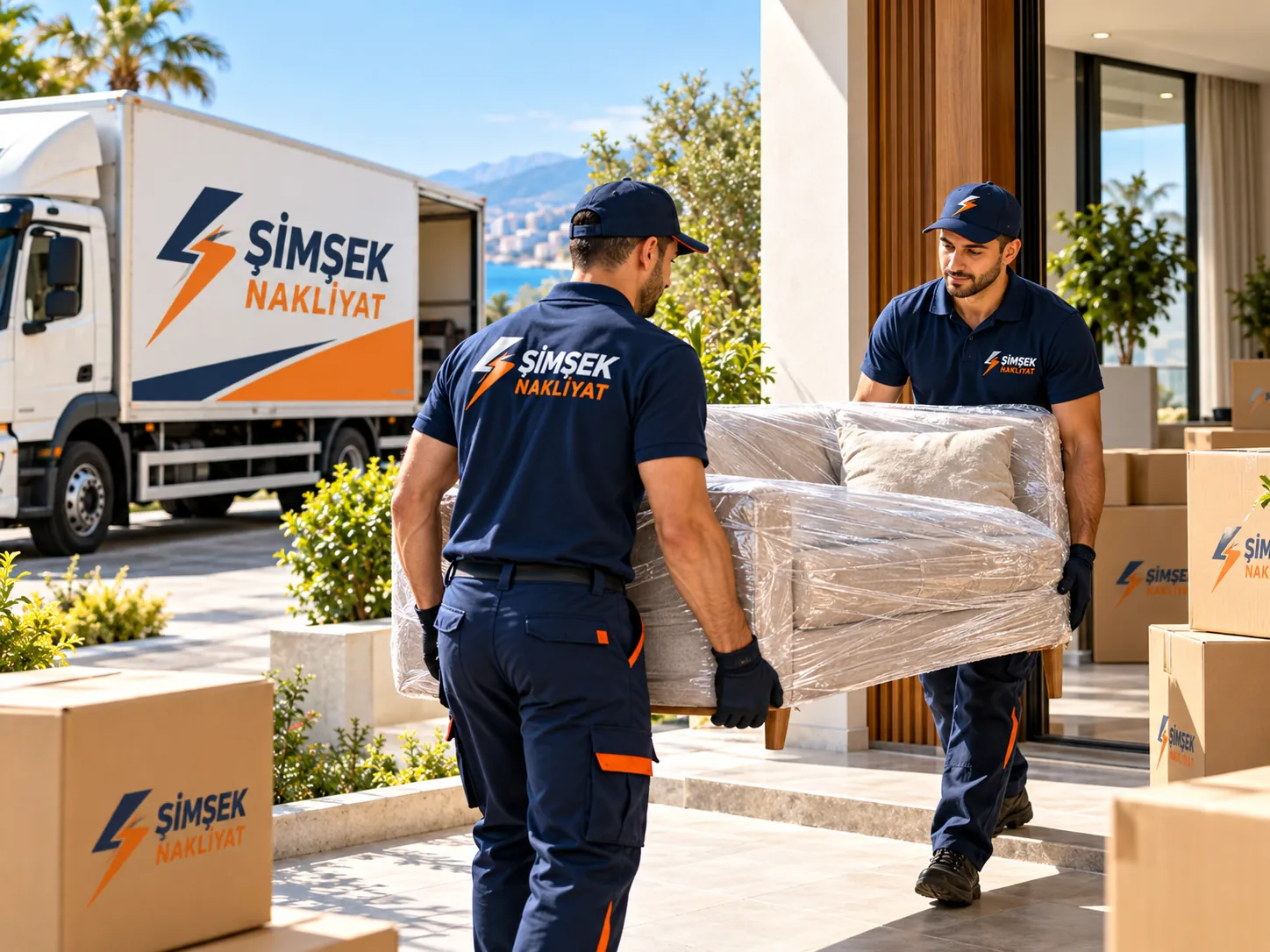 Mobilyaları özenle taşıyan Şimşek Nakliyat ekibi