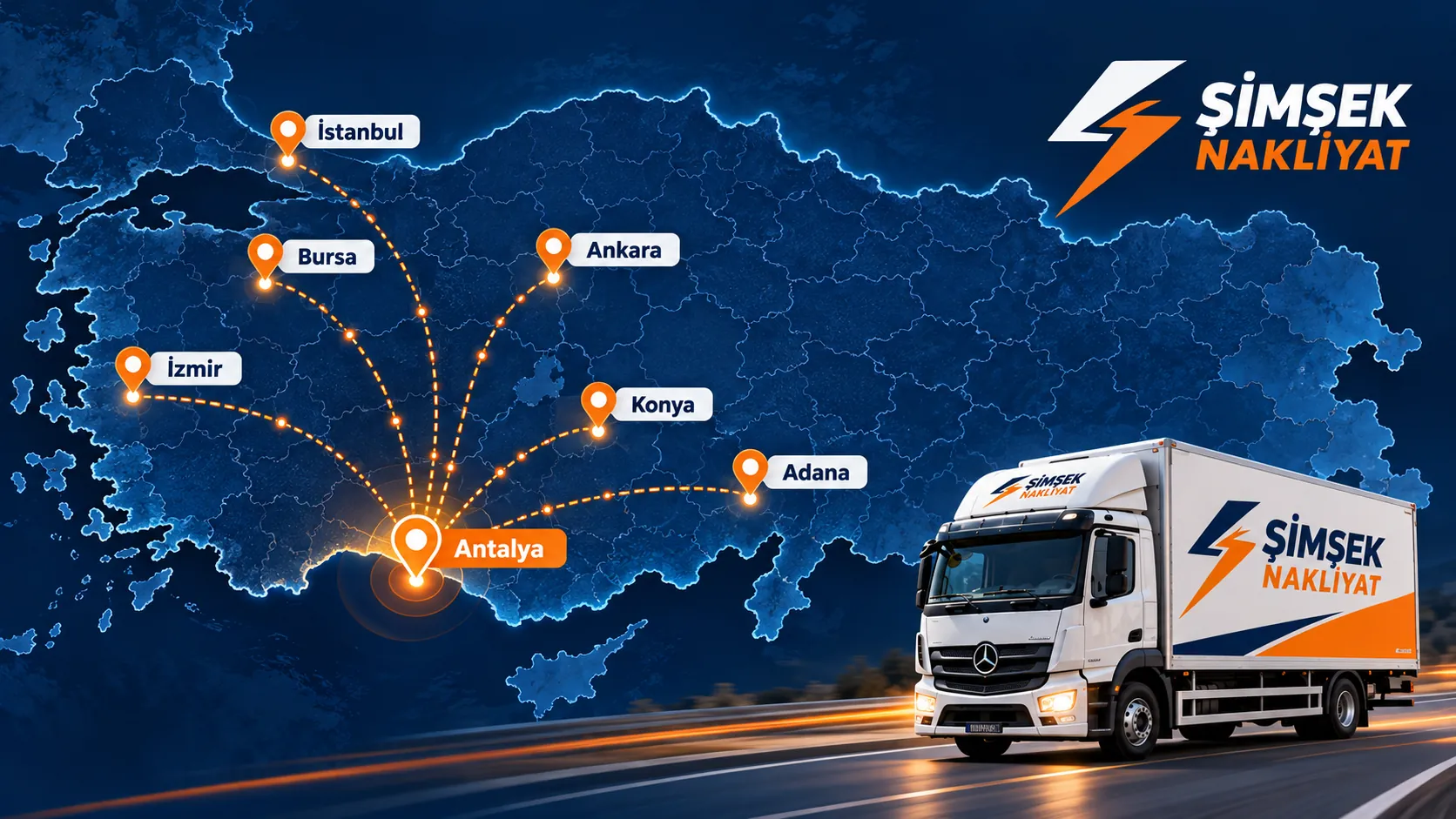 İstanbul, Bursa, İzmir, Ankara, Konya, Adana ve Antalya dahil Türkiye genelinde Şimşek Nakliyat hizmet ağı