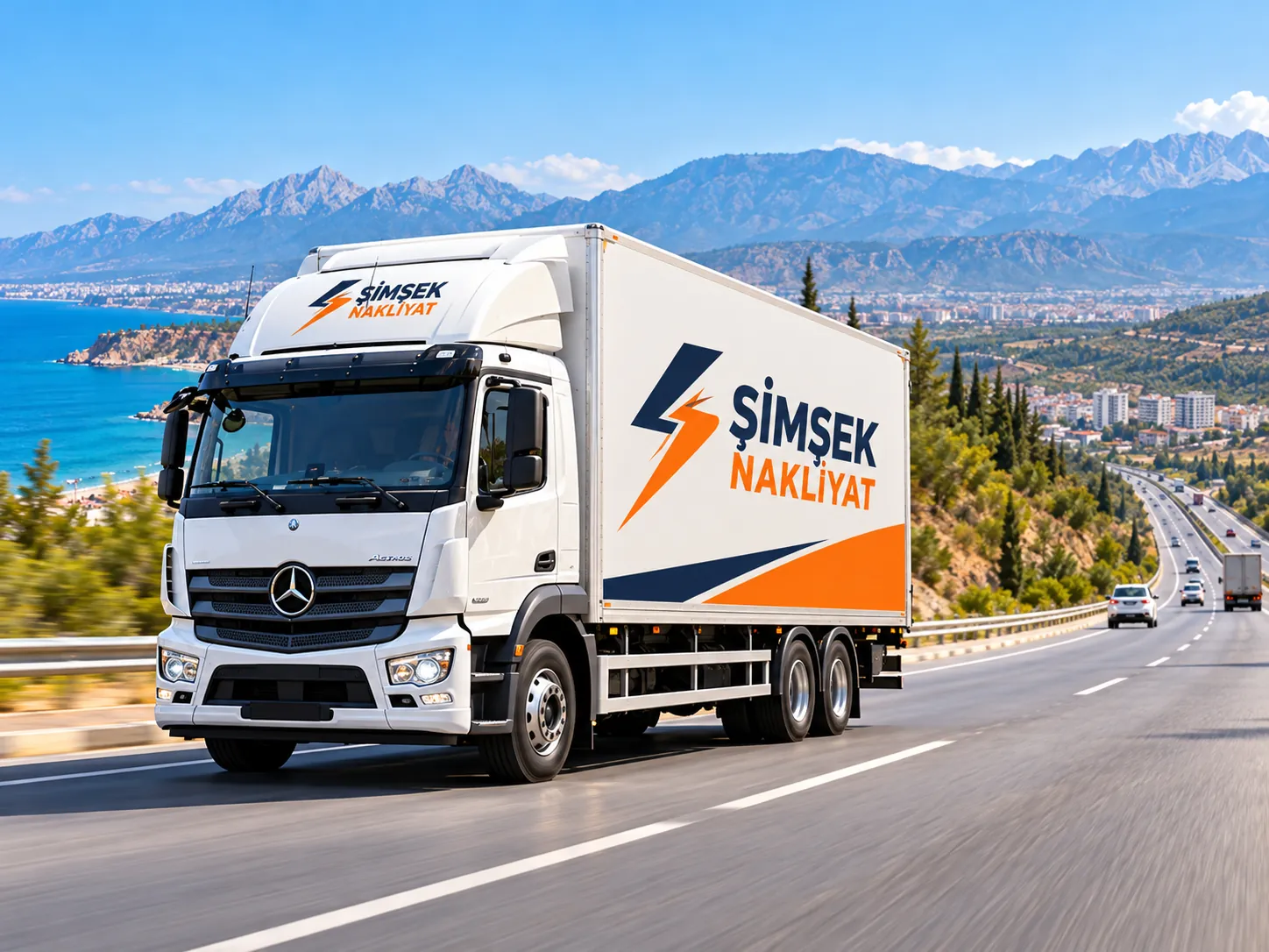 Şehirler arası yolda Şimşek Nakliyat kamyonu
